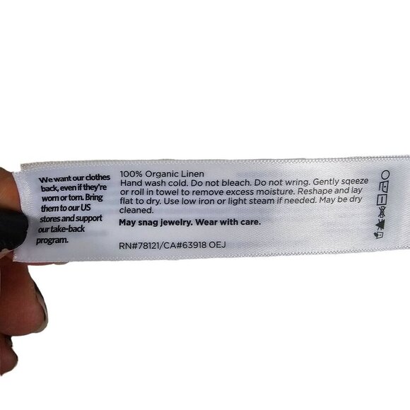 Eileen Fisher Womens Green Organic Linen Cardigan Sz M Open Front Ribbed Beachy - Picture 7 of 7